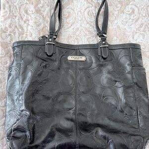 Coach Embossed Black Leather Tote